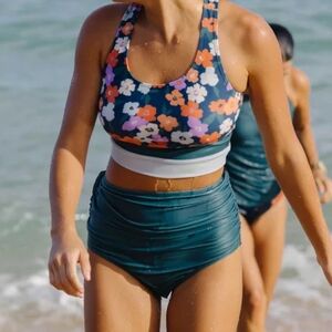 Nani Swimwear Ruched High Rise Bottom in North Shore